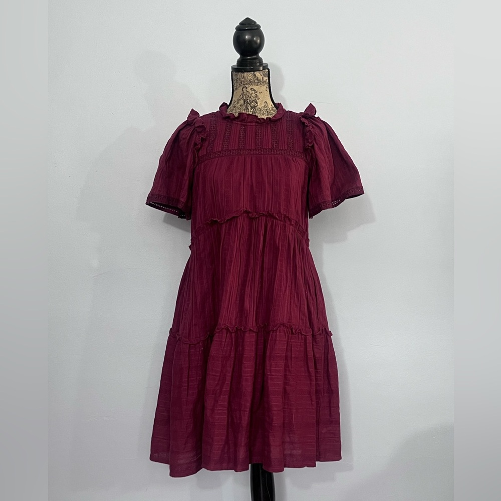 Sea New York Ruffle Lace Trim Dress